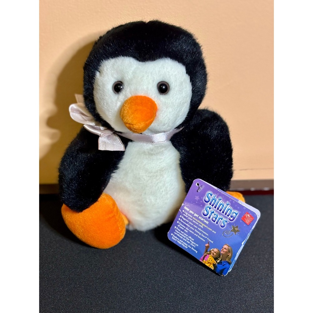New Tag Russ Berrie Shining Stars Penguin Plush Stuffed Animal 8 inch NO CODE